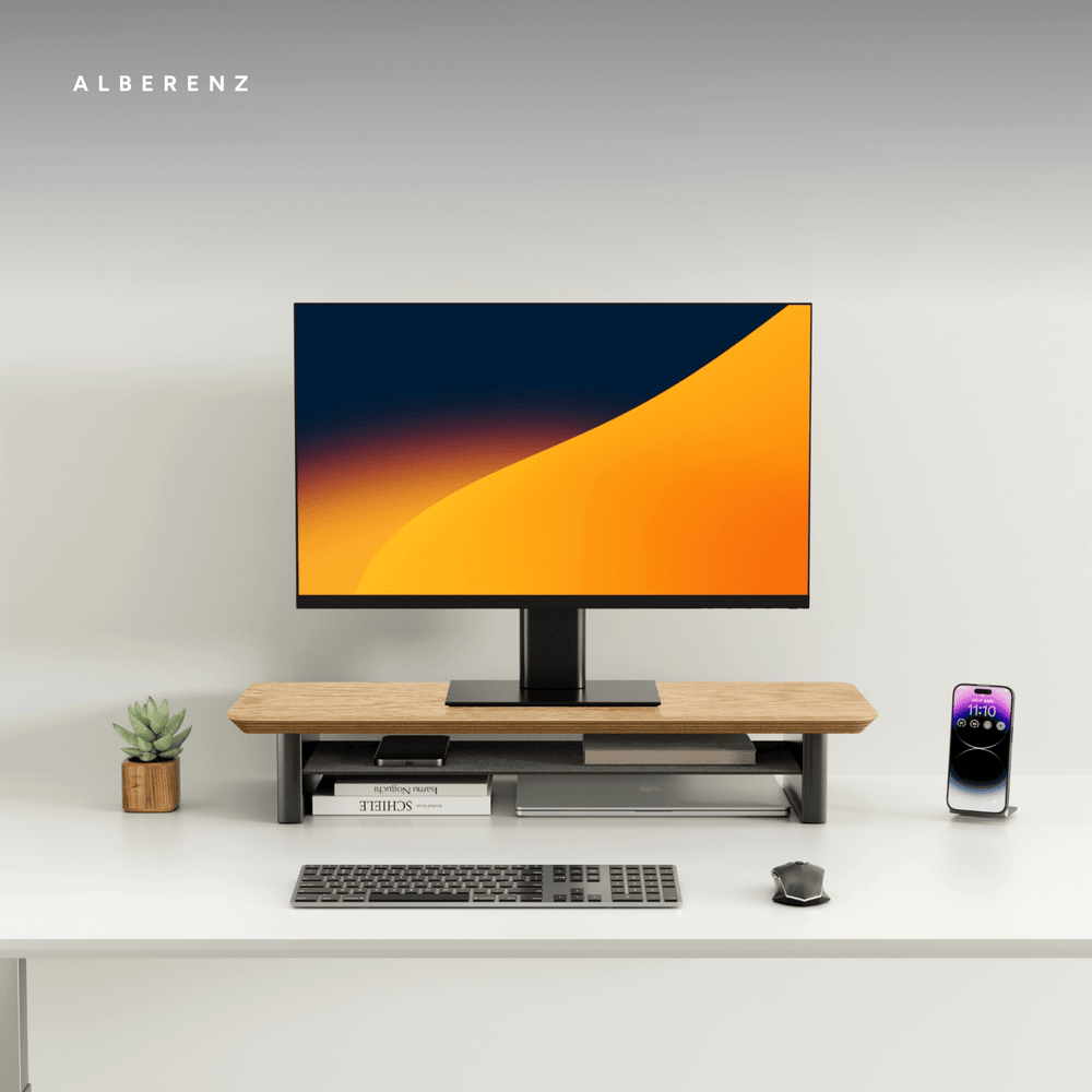 Alberenz® Oak Wooden Monitor Riser - 1 Monitor