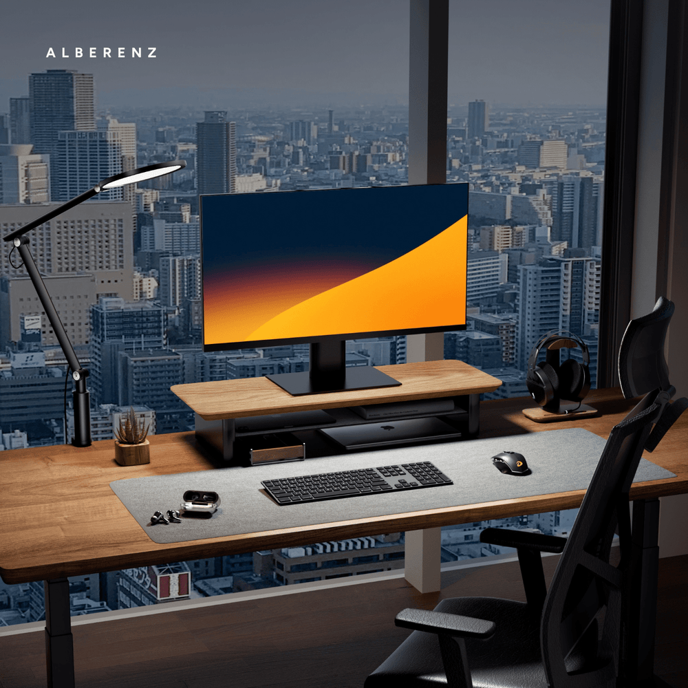 Alberenz® Oak Wooden Monitor Riser - 1 Monitor
