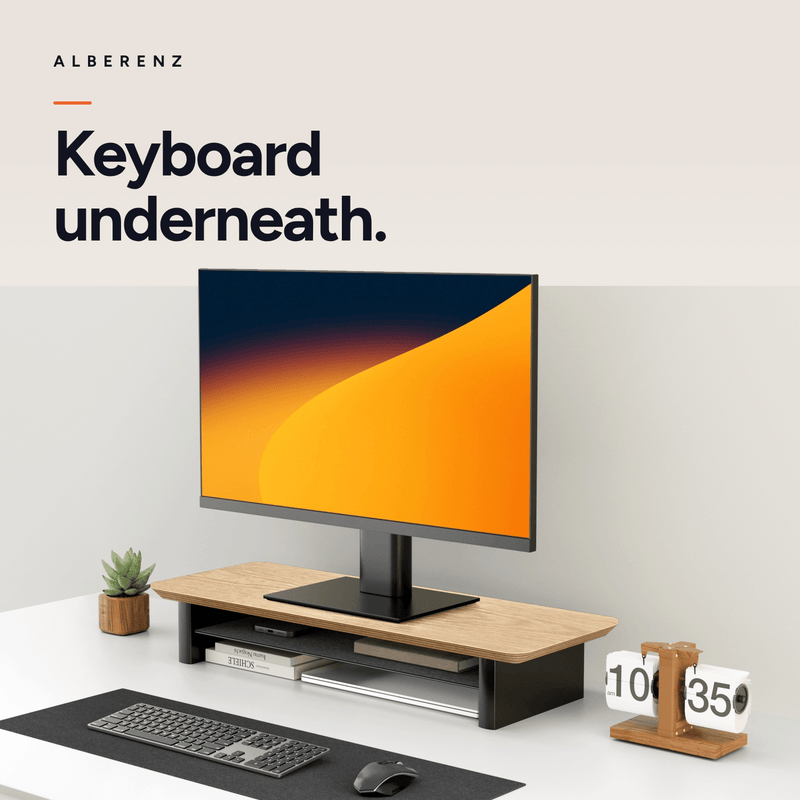 Alberenz® Oak Wooden Monitor Riser - 1 Monitor