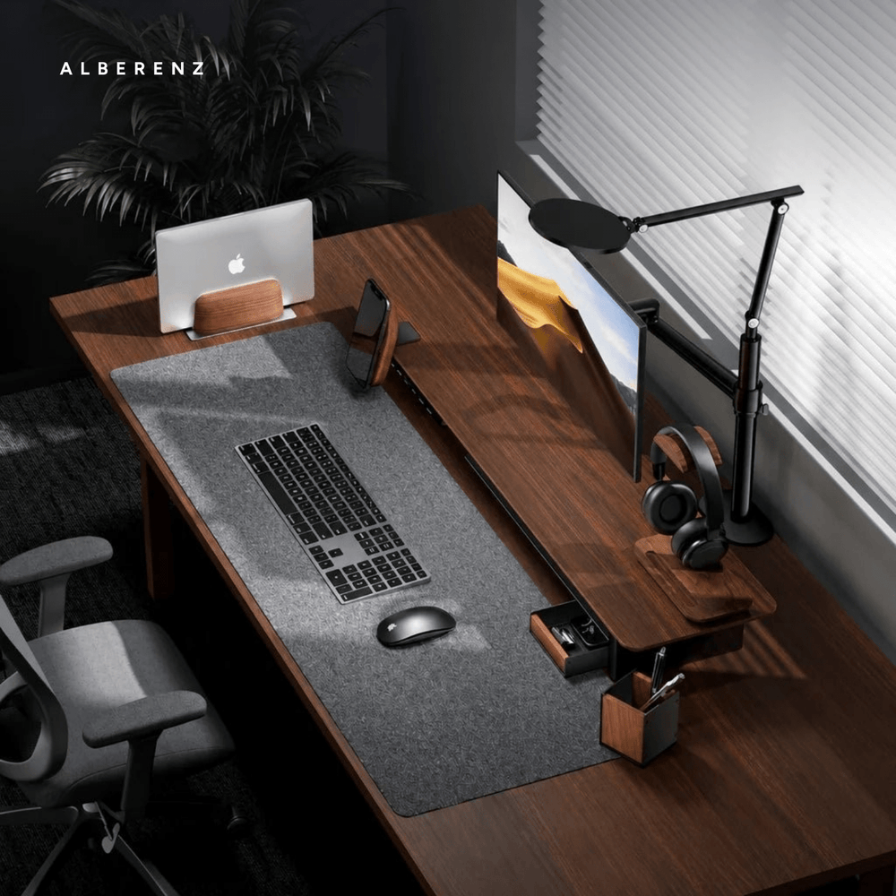 Alberenz® Walnut Wooden Monitor Riser - 2 Monitors