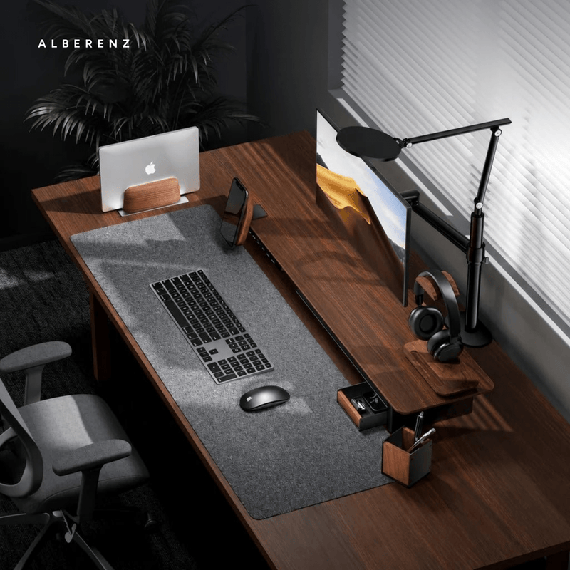Alberenz® Walnut Wooden Monitor Riser - 2 Monitors