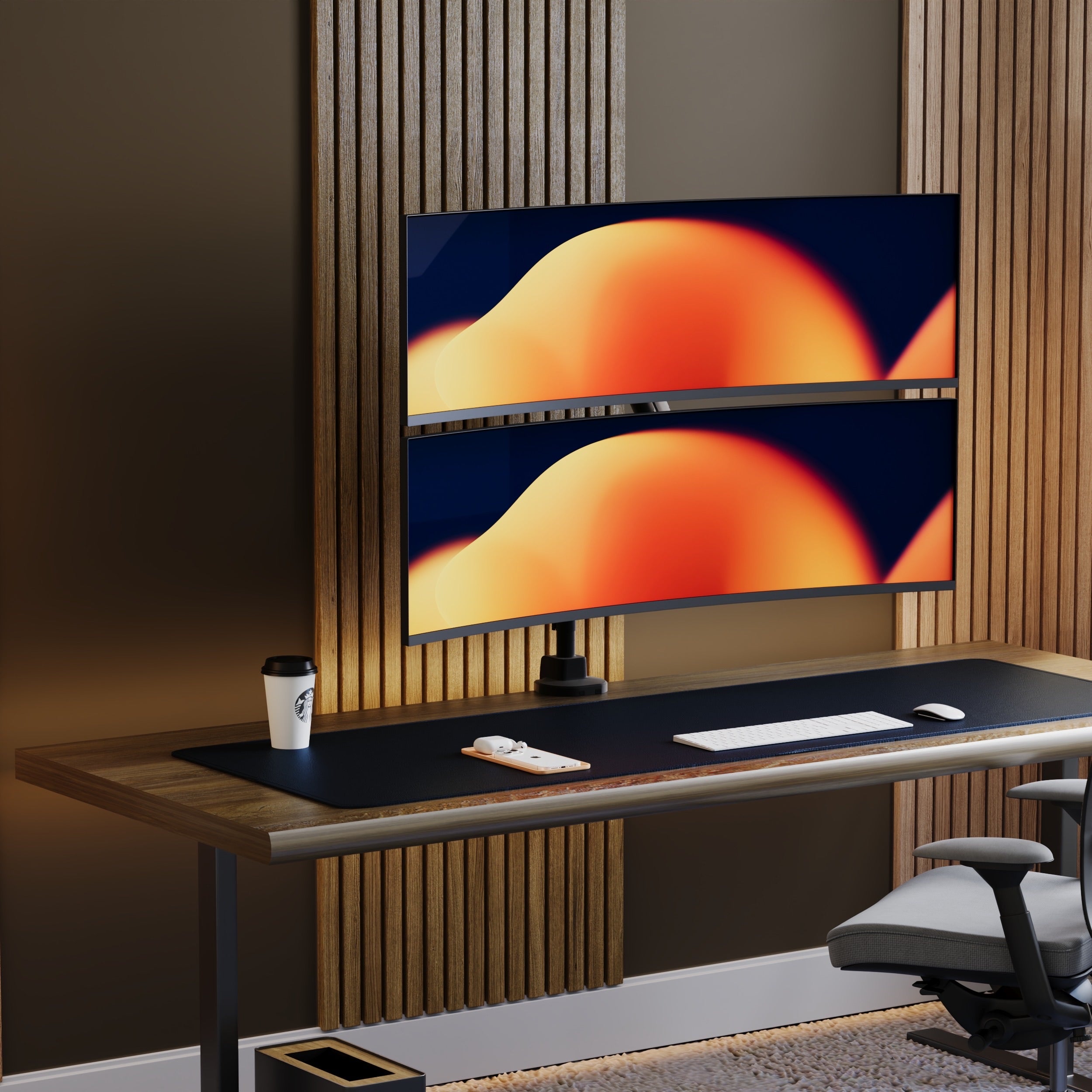 Alberenz® Alberenz Dubbele Zware Gebogen Monitorbeugel (tot 2 x 57 inch)