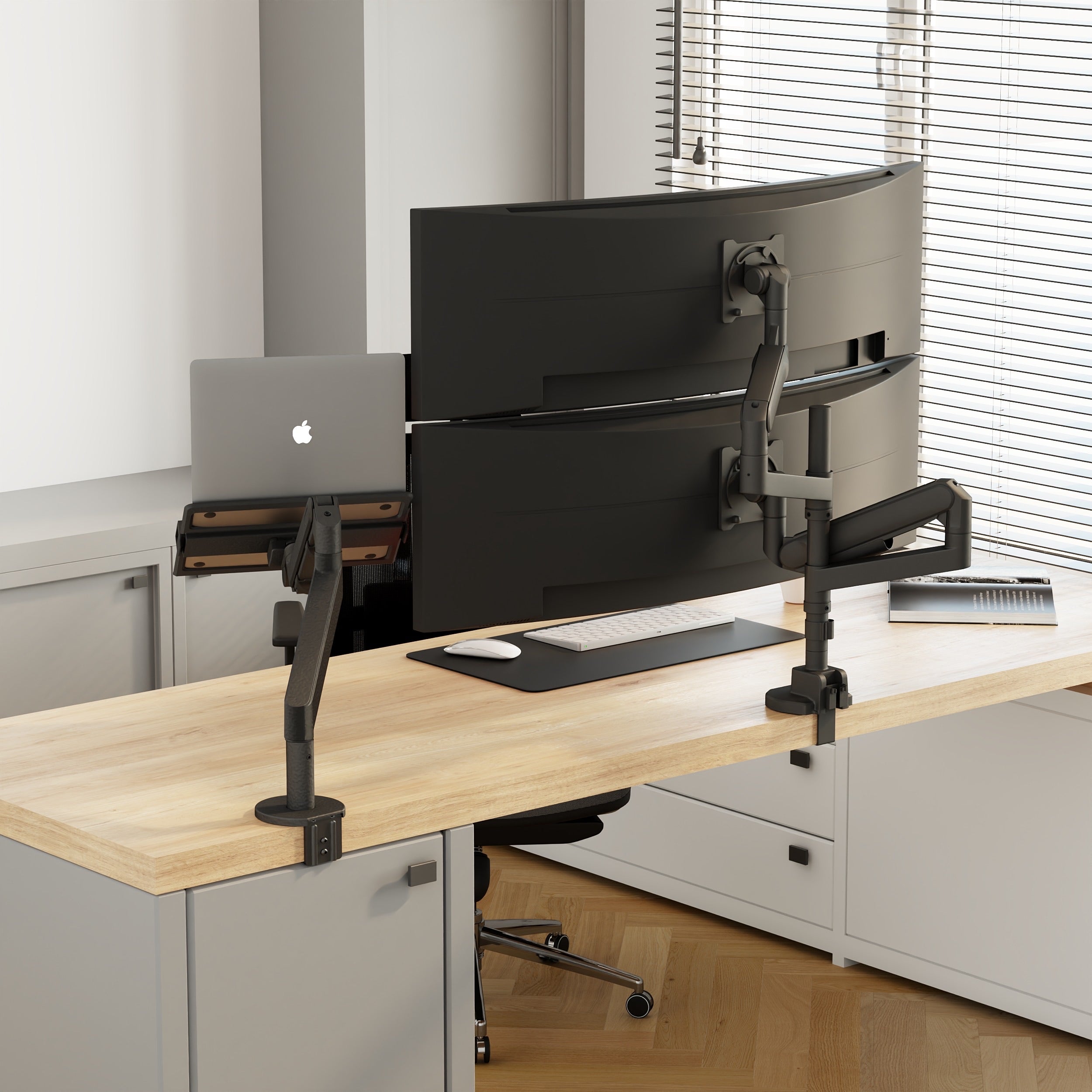 Alberenz® Alberenz Dubbele Zware Gebogen Monitorbeugel (tot 2 x 57 inch)