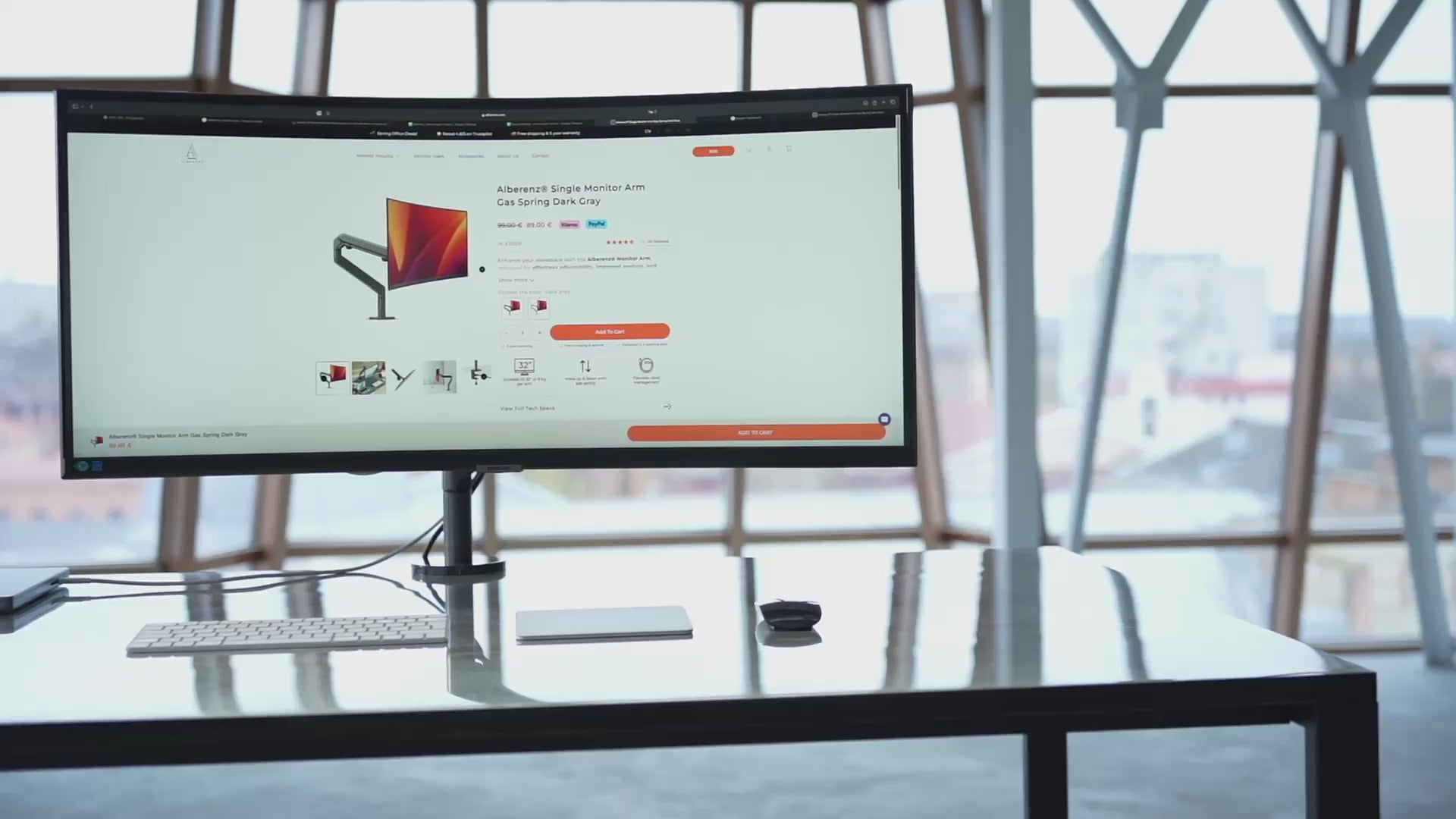 Alberenz® Single Monitor Arm Gas Spring Dark Gray